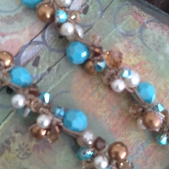 Turquoise Pearl's swarovski necklace - Picture 2 of 6